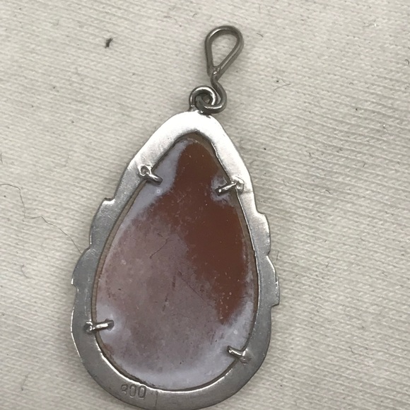 Edwardian Madonna Mary Rare 800 European Silver Cameo Pendant with Marcasite - Picture 8 of 8